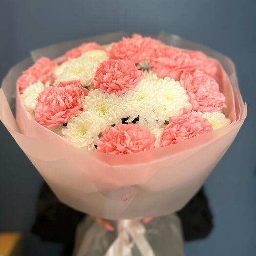 Букет с хризантемой и диантусами 💕🌸