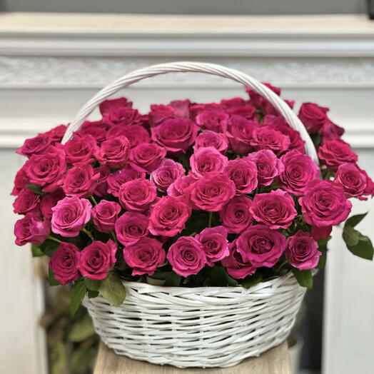 Корзина из 101 ароматной розы — WOW подарок 🌹