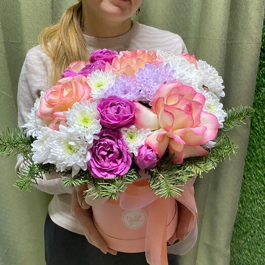 Цветы микс в коробке