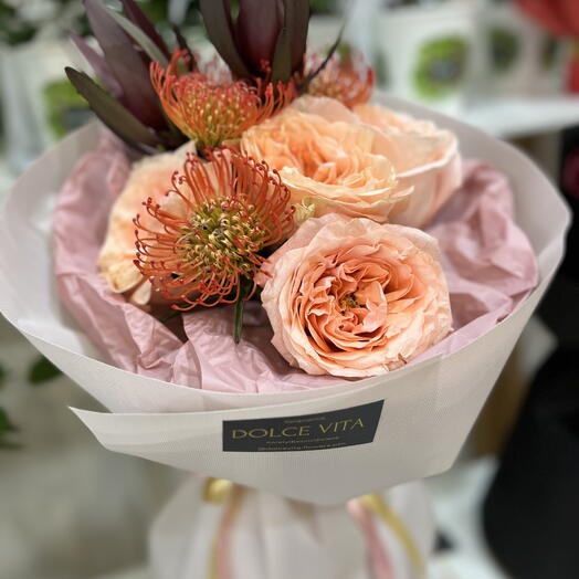 Bukiet Rożowo - pomarańczowy