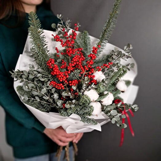 Воздушный хлопок, нобилис, эвкалипт и илекс, размер L