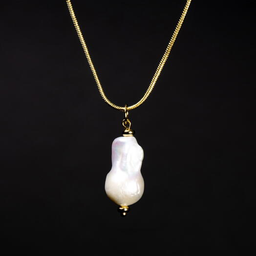 Подвеска, кулон Акация Барочный жемчуг белый культивированный 14K (PEN1004)
