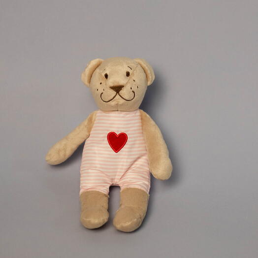 Мягкая игрушка розовый мишка с сердечком на груди, 21 см