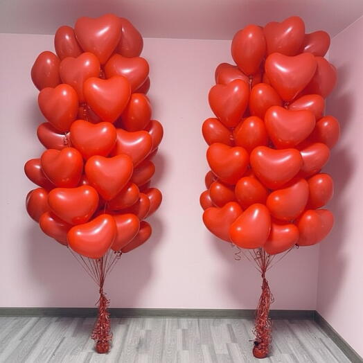 Воздушные шары, фонтан шаров из сердец, 100 шт