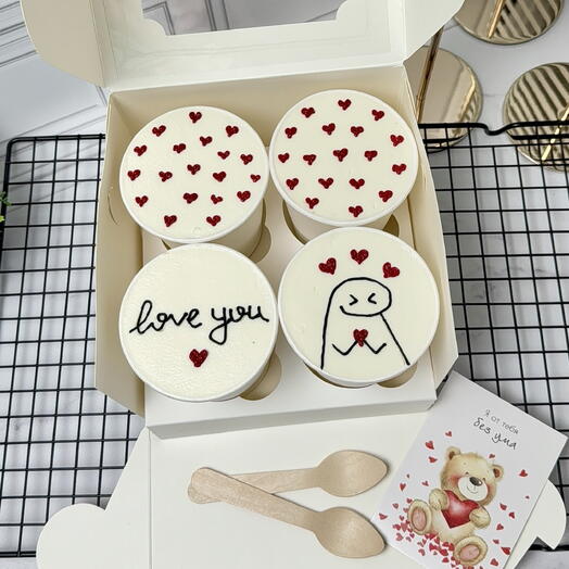 Торт в стакане набор на 14 февраля,влюблённым, cake to go парню,девушке «love you