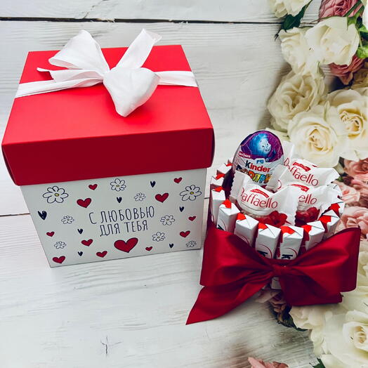 Торт из Киндер шоколада в подарочной коробке. Подарок на 8 Марта для жены, девушки, второй половинки, дочки, сестры, подруги