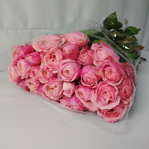 Пачка Кустовые пионовидные розы 7 штук сорт Пинк Сильва (Pink Silva), 50 см