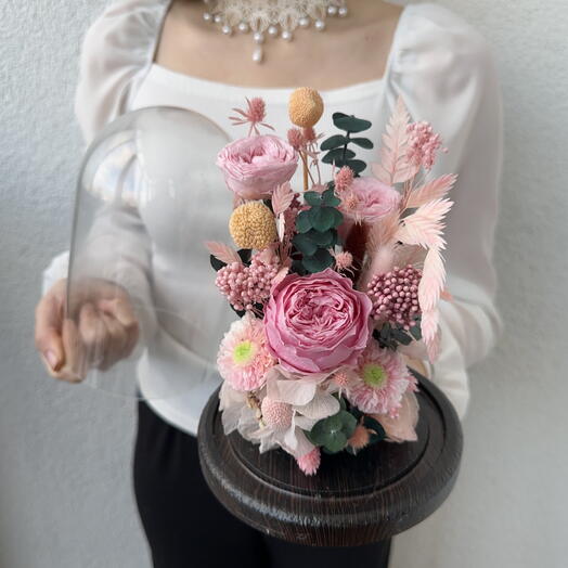 Колба «Розовые сны» со стабилизированными цветами