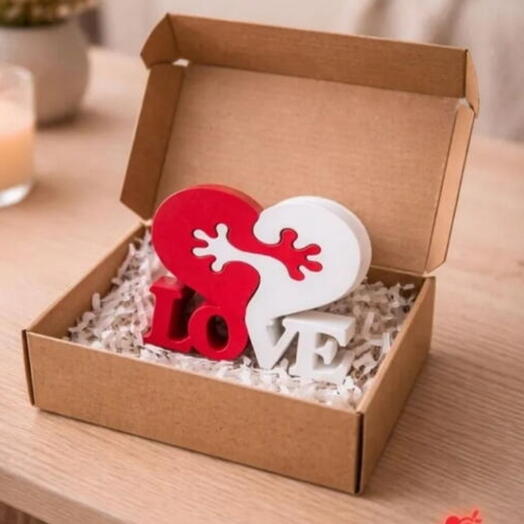 Фигурка интерьерная сердце из двух половинок "LOVE" 💞