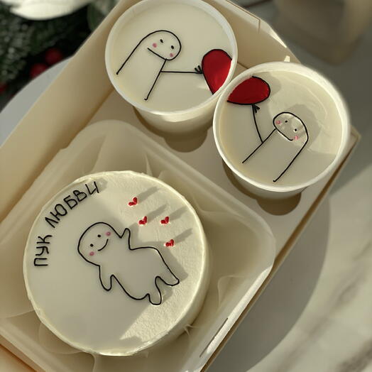 Подарочный набор бенто торт и 2 cake to go "Пук любви"