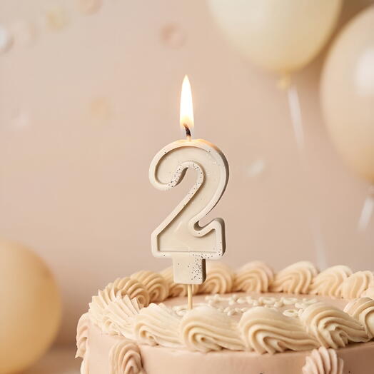 Свеча-цифра «2» кофейная, 7 см, пчелиный воск, ручная работа