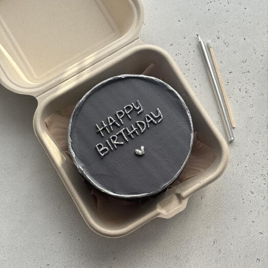 Бенто торт серый happy birthday