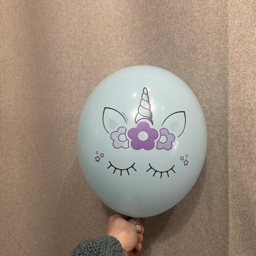 Шар Единорожка голубой