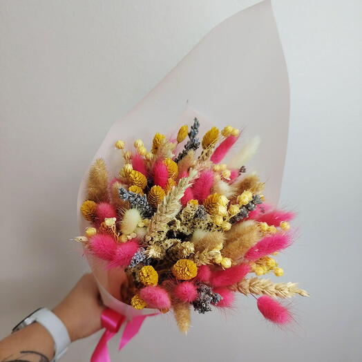 Букет из флейм и лагуруса - 45 шт