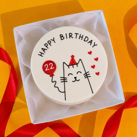 Бенто-торт с котиком на день рождения "Happy birthday"