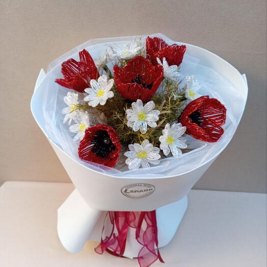 "Вечная весна"  маки и ромашки everlasting poppies and daisies bouquet