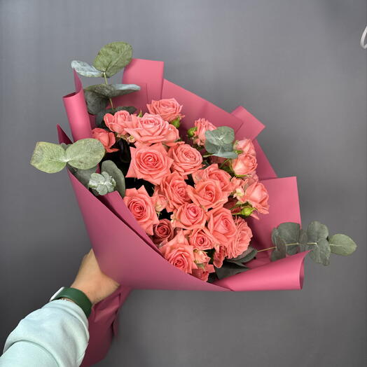 Букет кустовых роз с эвкалиптом 😻🎀