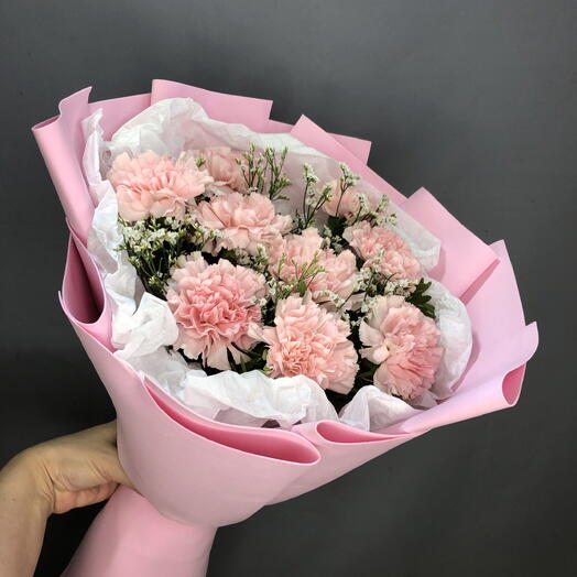 Нежный букет с диантусами и лимониумом🌸