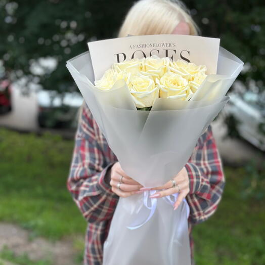 Моно букет из белых роз🤍