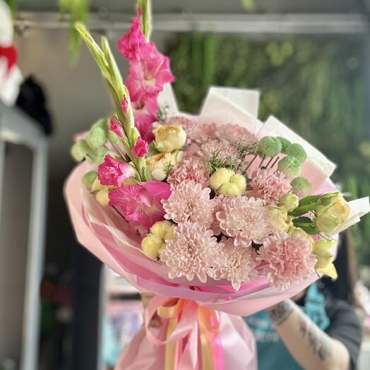 Дофаминовый букет с гладиолусами💛