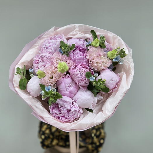 Шикарный букет из пионов, незабудок и эустомы🌸 ароматный букет пионов