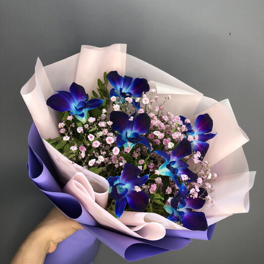 Космические орхидеи с розовой гипсофилой🌸