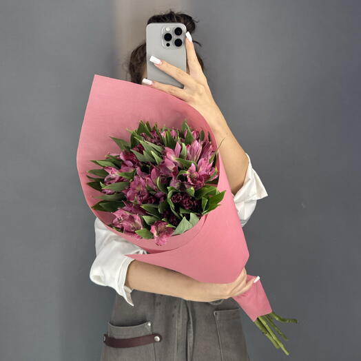 Монобукет💕 Розовая Альстромерия 7 шт