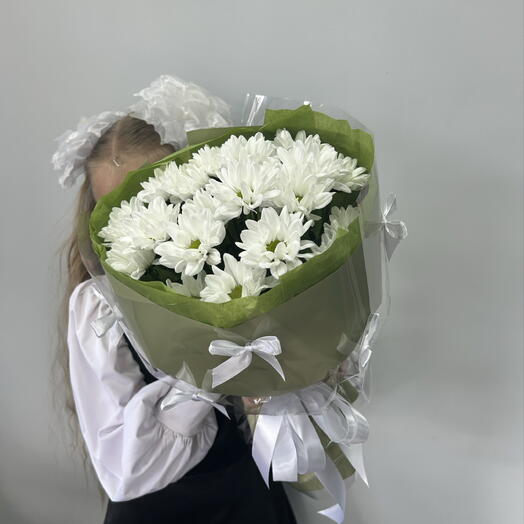 Букет хризантема ромашка с бантиками