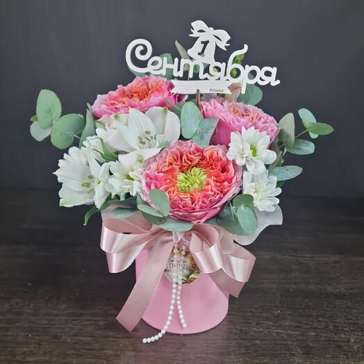 Коробка с пионовидной розой