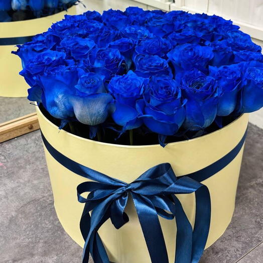 51 синяя роза в шляпной коробке 💙