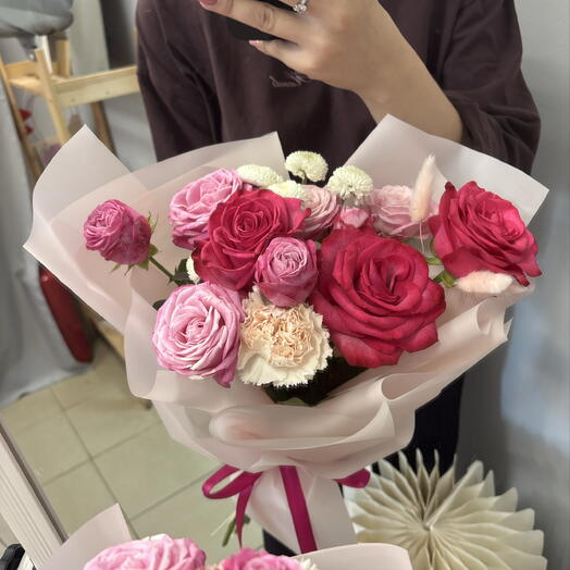 Букет «малиновая нежность» 🌺🎀