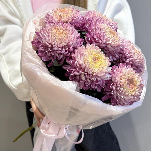 Букет с хризантемой бигуди 🤍🌸💕