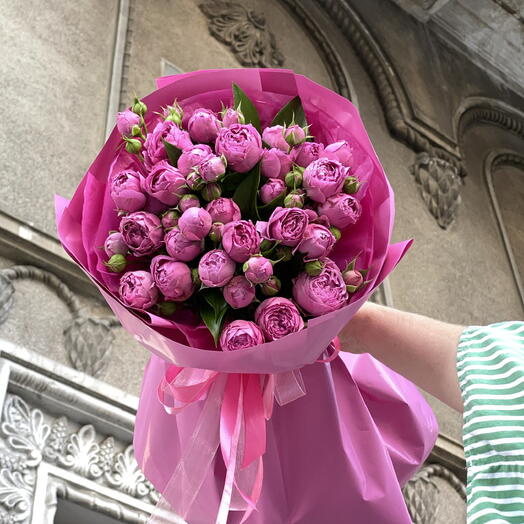 PINK! букет из кустовых пионовидных роз
