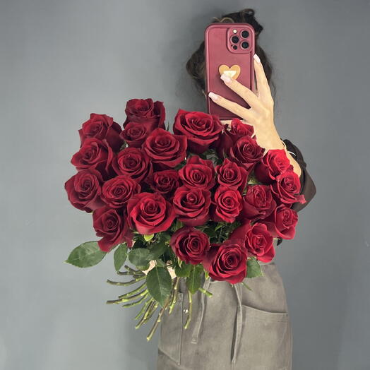 Монобукет🌹 Красная Роза 25 шт
