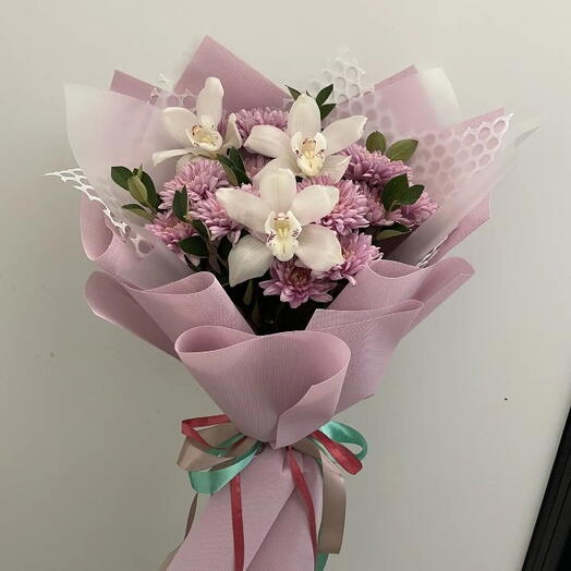 🎀Букет с хризантемой и орхидеей🎀
