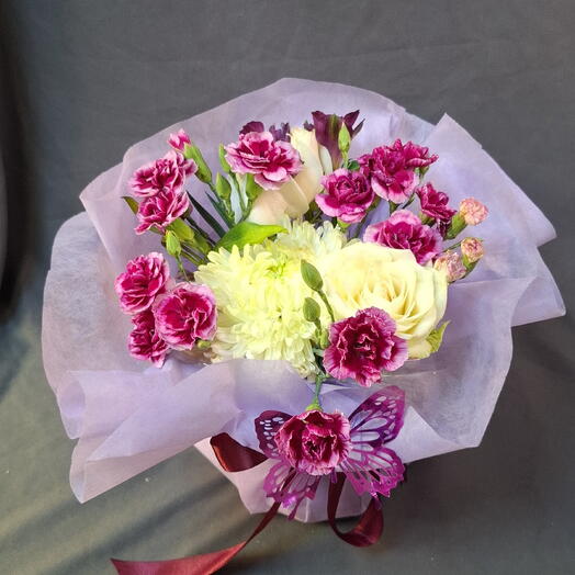 Сиреневый тортик с хризантемой 💐