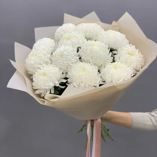 Букет из одноголовых хризантем, 11 штук