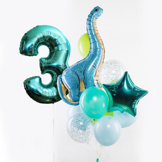 Greeting set of helium balloons "Diplodocus" of 12 pieces