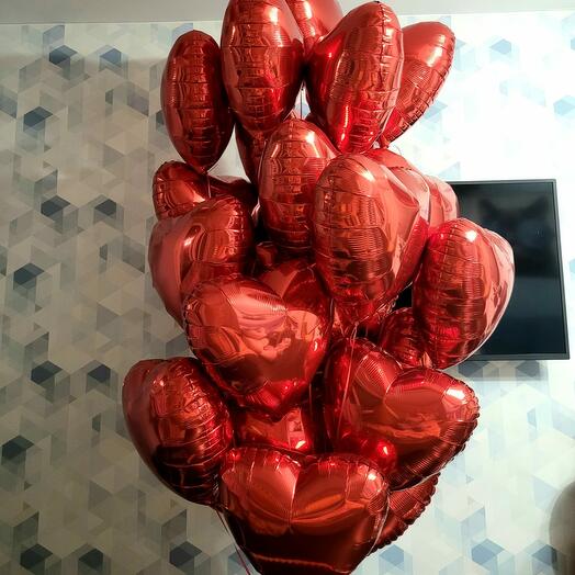 Corazones de aluminio con helio 25 piezas