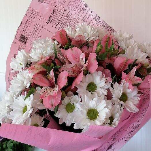 Ramo de margaritas con alstromeria
