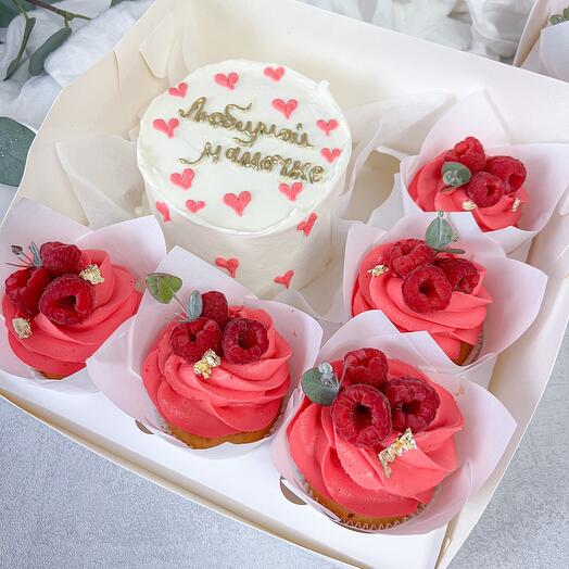 Set de Bento + cupcakes "Corazones" 