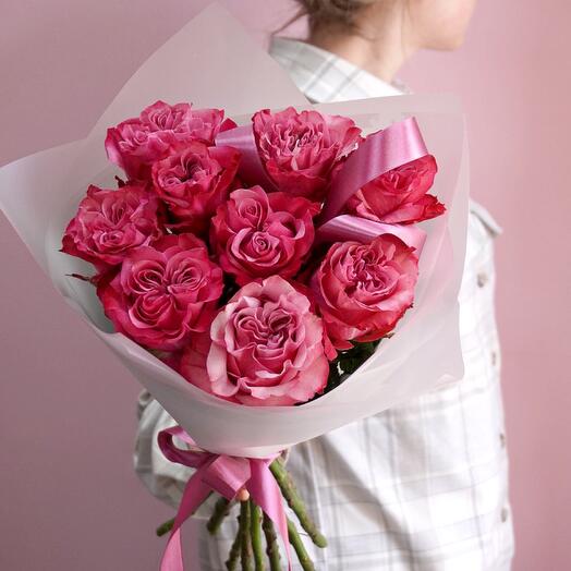 Букет из 9 крупных Эквадорских кудрявых роз 💕