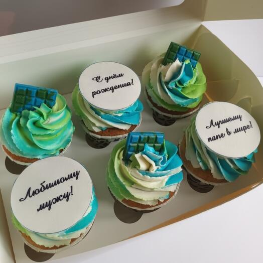 Капкейки с надписью на день рождения мужу, супругу, парню
