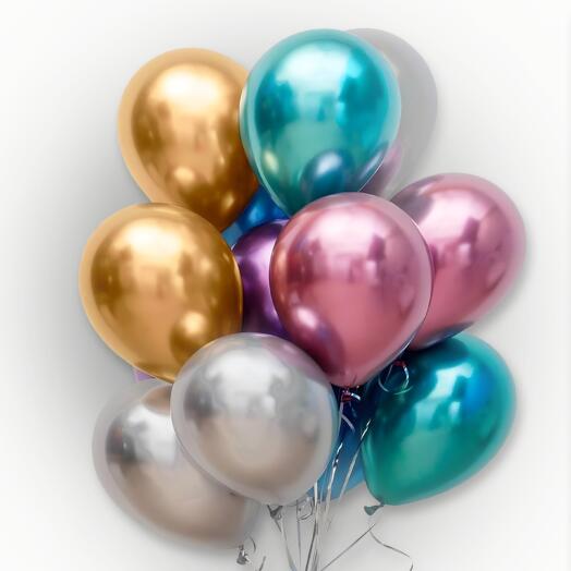 Composición de 15 globos de helio de colores, bolas de cromo