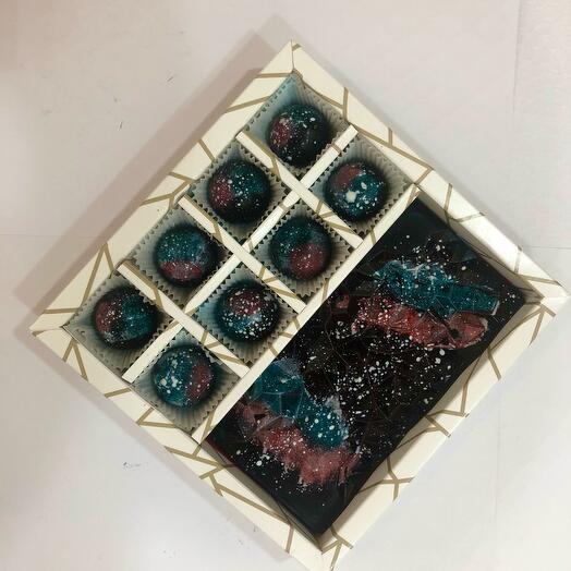 Набор 8 конфет + плитка