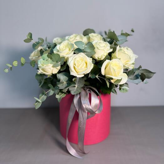 White roses in a box