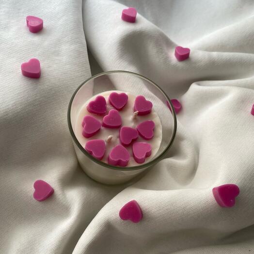 Свеча Valentine s Day в стакане