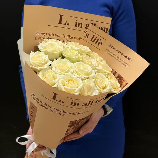 Bouquet of 15 white roses