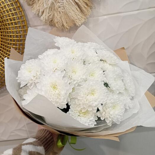 "Tenderness" - a bouquet of the most delicate white chrysanthemums