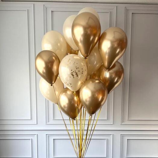Сет Шаров «Золотой» 15штук 35см